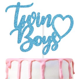 Decoración para tartas de bebé para niños, decoración para tartas de baby shower para niño, Oh Bebés Revelación de género/suministros de decoración para fiestas de primer cumpleaños, purpurina azul