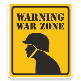 2 x 10cm Warning War Zone Vinyl Sticker Laptop Car Skate Army RAF Soldier #9221 (8.5cm Wide x 10cm Tall)
