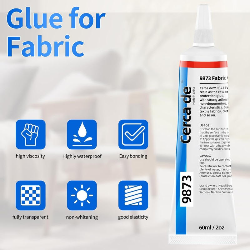Cerca de Fabric Glue，Mighty mend Liquid Stitch Fabric Adhesive，Permanent，Clear，Strong, Waterproof