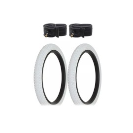 ALTALINE Bicycle 18" x 2.125" ALL WHITE TRUBO TREAD (2) TIRES & TUBES Bike Slick