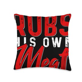 This Guy Rubs His Own Meat Funny BBQ Smoker Barbecue Throw Pillow