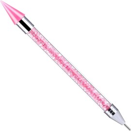Dual-Ended Rhinestone Picker Dotting Pen for Nail Art - Wax Pencil with Pink Handle, Perfect for Picking Up Jewel Gems, Crystals and Studs