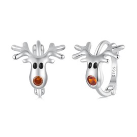 Qings Christmas Earrings for Women 925 Sterling Silver Small Cute Santa Hats Snowman Christmas Tree Deer Bow Holly Stud Earrings with Cubic Zirconia Holiday Christmas New Year Jewellery, Sterling
