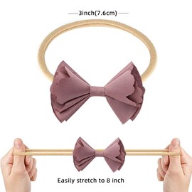 Subesty Baby Girls Nylon Headband Boutique Hair Bow Elastic Band For Toddler Infant newborn Set Of 10