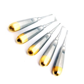 Set of 5 New O.R Grade Dental Elevators Extraction Instruments W/Gold Handle by G.S ONLINE STORE