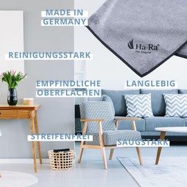 Ha-Ra Star Cloth Anthracite I Microfibre Cloth for Surface Cleaning I Cleaning Cloths with Hem in 40 x 40 cm I High Performance Microfibre I High Cleaning Power & Dries Streak-Free