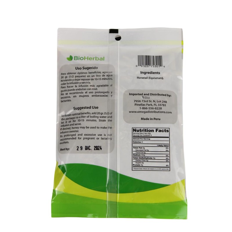 BIO HERBAL HORSETAIL NATURAL, LOOSE, DRIED LEAVES TEA FROM PERU.