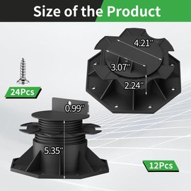 Henetion 12Pack Adjustable Deck Support Pedestal Foundation Deck Blocks Plastic Pedestal Paver Base, Adjustable Height from 2.3'' to 5.25', Suitable for Outdoor Anti-Corrosive Wood