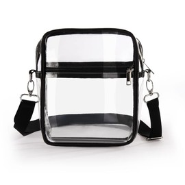 PVC Clear,Transparent Gym Shoulder Bag,Clear Crossbody Messenger Shoulder Bag with,Clear Purse,Zipper Sling Style, Adjustable Shoulder Strap,for Sports Fans and Travelers, for Men & Women