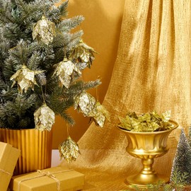 12 Pieces Set Christmas Ball Ornaments Pinecone Ornaments for Christmas Tree Decoration Plastic Christmas Ornaments Decorative Hanging Ornaments Home Decoration Wedding Party Decor, 2.36 Inch (Gold)