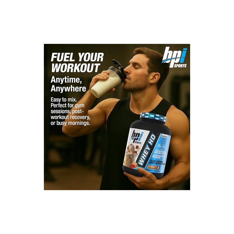 BPI Sports Whey HD Ultra Premium Protein Powder, Vanilla Caramel,