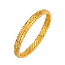 Eigso 8mm Plated Gold Chunky Bangle Bracelet for Women Vintage Fashion Stretch Wristband for Woman Man