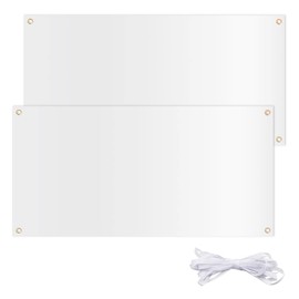 Pack of 2 Blank Banner Sign, 120 x 60 cm Empty Polyester Cloth Banner with 2 Pieces 6 m Long Rope, Large Banners and Signs, Personalisable, Blank Canvas Banner for DIY, Painting