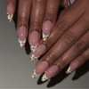 Medium Press on Nails Almond Fake Nails with Gem Rhinestones