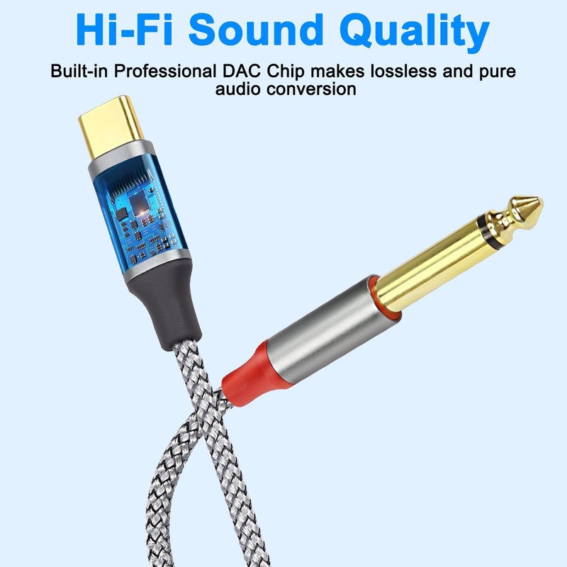 XMSJSIY USB C to 6.35mm Cable Type C to Dual