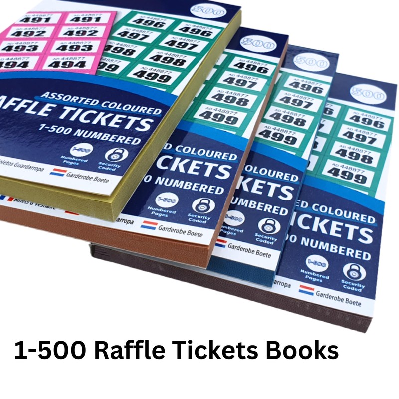 M&M PRIME 2 x Raffle tickets books 1-500 - cloakroom
