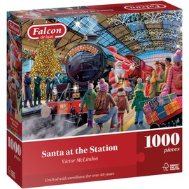Falcon Santa at the Station - 1000 Piece Jigsaw Christmas Puzzle for Adults - Beautifully Illustrated 1000Pc Xmas Jigsaw Puzzle - Fun Home Activity, Puzzles for Rainy Days, Birthdays & Gifts - Jumbo
