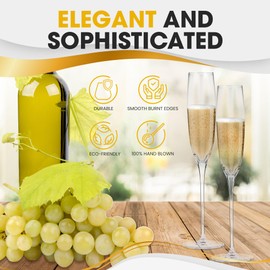 BERKWARE Crystal Champagne Flutes Set of 6 - Elegant Glass Champagne Flutes for Weddings, Parties & Celebrations - 5.5 oz Champagne Glasses - Premium Flute Glasses for Sparkling Wine & Cocktails