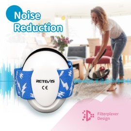 Retevis Kids Ear Defenders, Noise Cancelling Headphones for Toddler, Soft earmuffs, Elastic Band, Safety Earmuffs for Babies 0-18 Months, Choice for Fireworks, Cinema, Concerts(1 Pack, White)