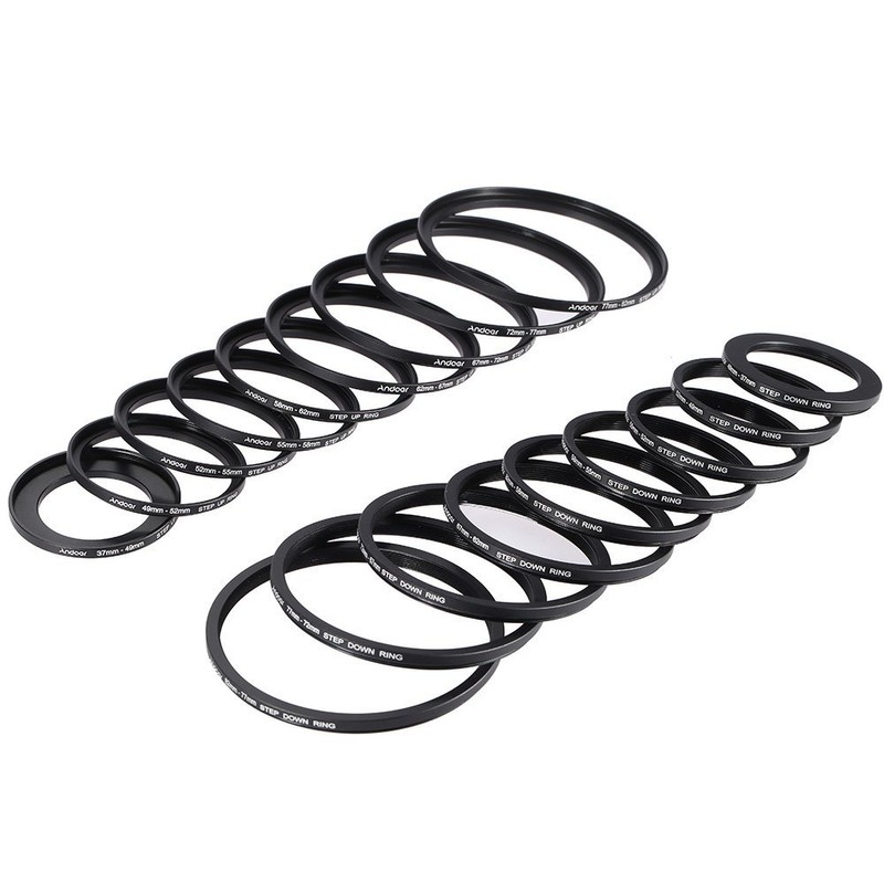 Andoer® 18pcs Step Up/Step Down Lens Filter 37 49 52