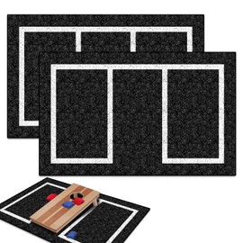 2 Packs Cornhole Mats 5 x 8 Ft Felt Prevent Slipping Cornhole Pads for Cornhole Board Pitch Pads Cornhole Board Accessories Mats on Grass Bags Clean (White Line)