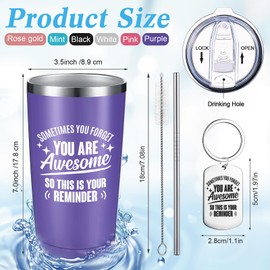 Sieral Christmas Employee Appreciation Gifts Bulk for Coworker Thank You Gifts Inspirational You Are Awesome Tumbler 20 oz Stainless Steel Wine Cup with Keychain for Women Men(Fresh Color,24 Sets)