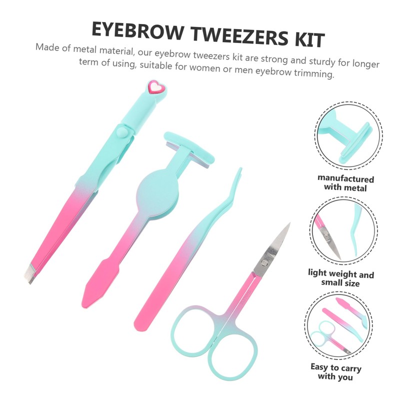 OHPHCALL 1set Portable Eyebrow Tweezers Kit Grip Tweezers for Lash
