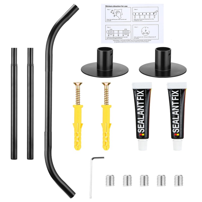 Adjustable Black Corner Shower Rod, 31-41 Inch Diamond Shaped Shower