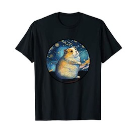 Hamster in Starry Night Painting Men Women Kids T-Shirt