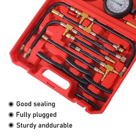 Yonligonju Fuel Injection Pressure Tester Kit 0-140 PSI Pro Auto Fuel Pressure Gauge for Fits Most Cars and Trucks