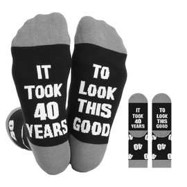 Fascetta 40th Birthday Socks Gifts for Men Black Calf-length Cotton Sock Keepsake Present 40th Unique Happy Funny Birthday Gift Age 40 Size 9-11 Non-slip Decorations Dad Husband Brother Son