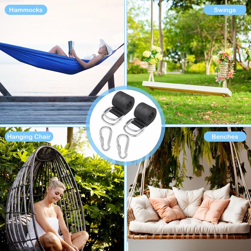 JIZZU 2Pcs 1.5m Hanging Kit Straps, Hammock Strap Tree Swing