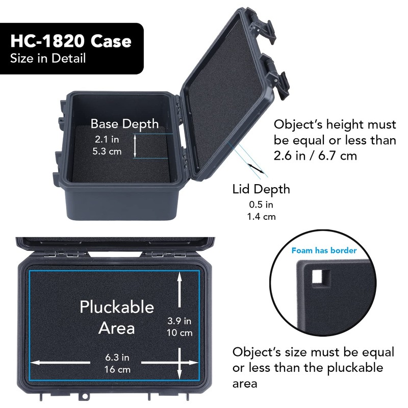 Lykus HC-1820 Mini Hard Case Dry Box with Foam Insert,