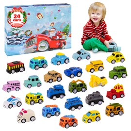 Advent Calendar 2025 Kids, 24 Days Christmas Countdown Calendar with Pull-Back Cars Vehicles, Surprise Xmas Car Gift for Advent Calendar 2025 Set for for Kids Toddlers Boys
