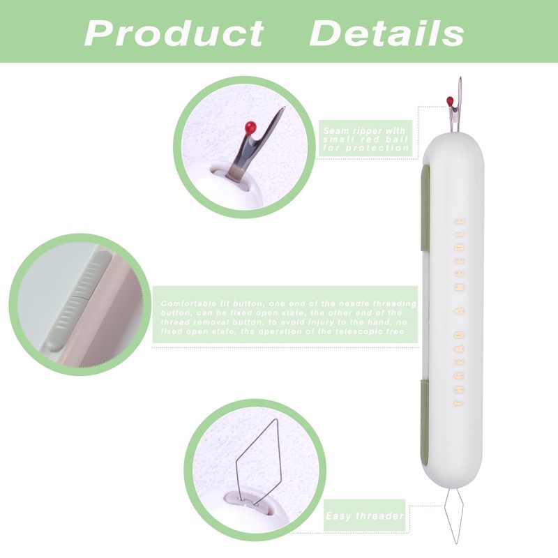 Seam Rippers, 2-in-1 Threader for Sewing,Threading and Unthreading Seam Ripper,Multifunctional
