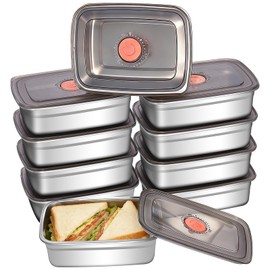 GIUOIDUO 10 Pack Stainless Steel Food Storage Containers with Leak-Proof Lids, 37oz Reusable Metal Meal Prep Lunch Boxes, Stackable, Dishwasher Safe for Snacks, Fruits & On-the-Go Meals, BPA-Free