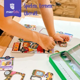 mierEdu Magnetic Game Box Cars, Promotes Motor Skills + Fantasy, Ideal for Home and as a Travel Game for Children, Magnetic Toy Children, Toy from 3 Years