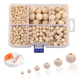 Cuentas De Madera Para Manualidades, 1106 Uds HS TRADING,Bolas de madera artesanales, bolas de madera redondas con agujeros, bolas de madera slidas,  