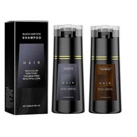 200 ml Nova Hair Instant Dye Shampoo for Gray Hair,Black Hair Dye Shampoo 3 in 1, Suitable for Women & Men (Brown) Haircare Gentle black hair - Color: Blcak+brown