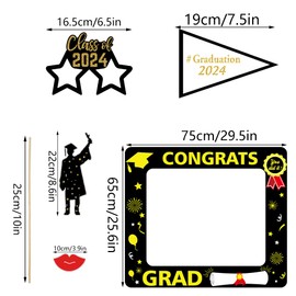 Mocrop 1 Set of Photo Frames for Graduation Season Photo Booth Decoration 2024 Graduation Photo Props Graduation Photo Box Accessories Graduation Party Photo Props (21 Pieces)