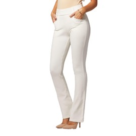 Conceited Dress Pants Women - Stretchy - Tummy Control - All Day Comfort Wear to Work - Womens Dress Pants in Tall and Petite - Regular and Plus Size - White - Small