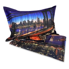 tex Family Satin HD Photo New York Brooklyn Bridge Duvet Cover - Single 155 x 200 cm