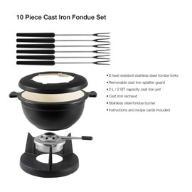 Swissmar Lucerne Matte Black 10 Piece Cast Iron Fondue Set