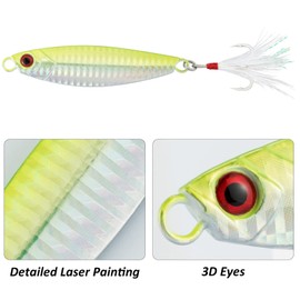 Dr.Fish 5 Pack Metal Jig Saltwater Jigging Spoons Vertical Diamond Jigs for Striper Walleye Surf Fishing Long Casting Mackerel Bluefish Trolling Saltwater Spoons 2oz