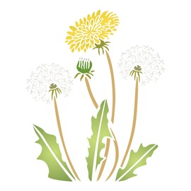 Stencils for Walls: Dandelion Stencil, 8 x 10 inch - Dandilion Puff Stencil, with Flower