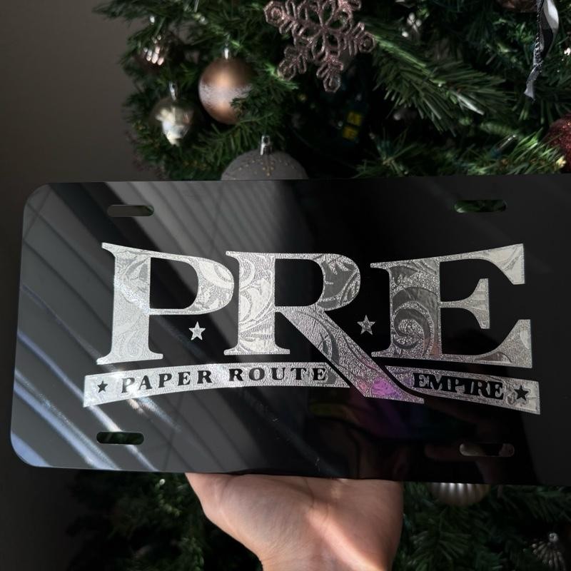 PRE Chrome Engraved License Plate - Colour: White