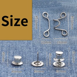 sundrerfect Set of 4 Pants Clips for Tightening, No Sewing, Reusable Trouser Buttons for Jeans & Skirts, Waist Belt Replacement, Adjustable (5-20 cm), 4 Styles