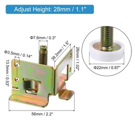 QUARKZMAN Furniture Leveling Feet, Pack of 8 - Adjustable Furniture Feet Levelers, 1.1 Inch Adjustable Height Levelling Legs for Cabinet Table Wardrobe Work Table