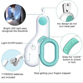 LED Light Cat and Dog Nail Clipper Pet Claw Trimmer with Safety Lock Puppy, Kitten and all Animal Care Grooming Tool Kit