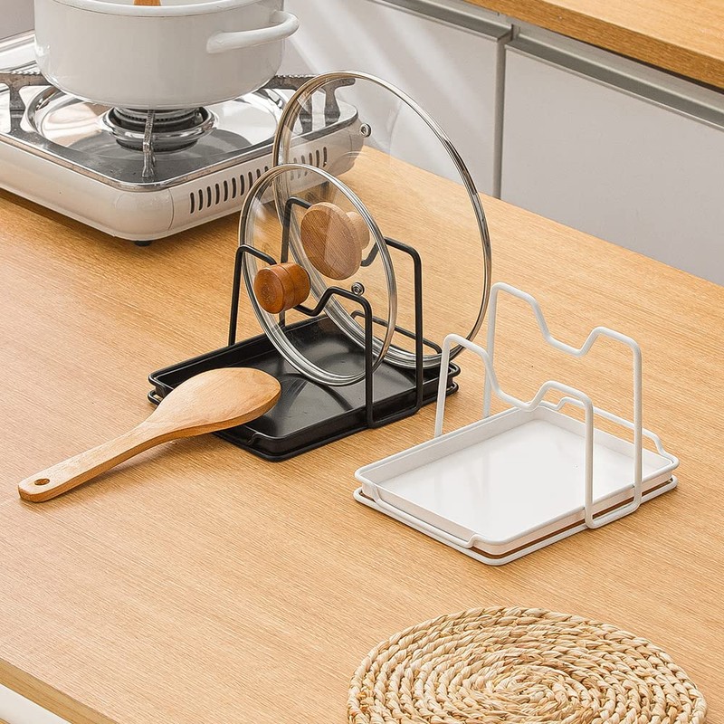 Poeland Pot Lid Holder, 2 Layers Pot Lids Organizer Multifunctional